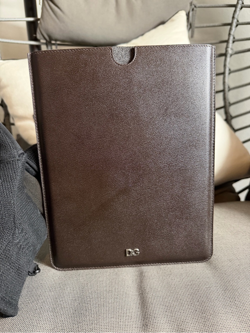 D&G Brown Leather Folio Sleeve for Men